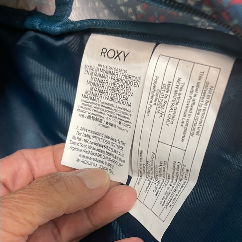 Roxy Blue and Brown Geometric Pattern Backpack EU… - image 11